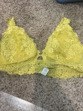 aerie Floral Lace Bralette in Bright Yellow